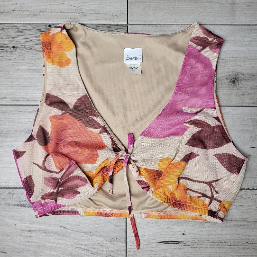 Frederick's of Hollywood | Floral VTG Crop Top Boho Hippie Style Size XL